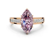 Solitaire Engagement Ring Setting for Fancy Pink Marquise Center with Princess Cut Channel Band and Prong Head in Rose Gold