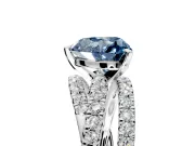 Solitaire Engagement Ring Setting for Fancy Blue Heart-Shaped Center with Woven 3-Strand Pave Band and Prong Head in Sterling Silver