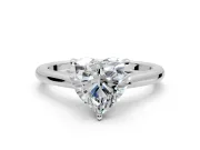 Solitaire Engagement Ring Setting for Heart-Shaped Center with Narrow Cathedral Band and Prong Head in Platinum