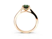 Solitaire Engagement Ring Setting for Fancy Green Emerald Cut Center with Tapered Shoulders and Prong Head in Rose Gold