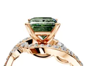 Solitaire Engagement Ring Setting for Fancy Green Princess Cut Center with Pave Bypass Twist Band and Prong Head in Rose Gold