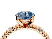 Rope Engagement Ring Setting for Fancy Blue Round Cut Center with Accent Shoulders and Prong Head in Rose Gold
