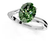 Solitaire Engagement Ring Setting for Fancy Green Oval Center with Plain Bypass Twist Band and Prong Head in White Gold