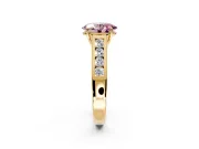 Solitaire Engagement Ring Setting for Fancy Pink Oval Center with Cathedral Channel Band and Prong Head in Yellow Gold