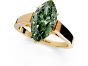 Solitaire Engagement Ring Setting for Fancy Green Marquise Center with Tapered Split Shoulders and Prong Head in Yellow Gold