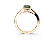 Solitaire Engagement Ring Setting for Fancy Green Radiant Cut Center with Open Cathedral Shoulders and Prong Head in Rose Gold