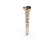 Solitaire Engagement Ring Setting for Fancy Black Heart-Shaped Center with Pave Cathedral Shoulders and Prong Head in Rose Gold