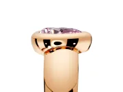 Solitaire Engagement Ring Setting for Fancy Pink Pear-Shaped Center with Wide Band and Bezel Head in Rose Gold