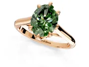 Solitaire Engagement Ring Setting for Fancy Green Oval Center with Cathedral Band and Prong Head in Rose Gold
