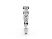 Solitaire Engagement Ring Setting for Cushion Cut Center with Graduated Shared Prongs and Prong Head in Platinum