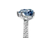 Solitaire Engagement Ring Setting for Fancy Blue Heart-Shaped Center with Fine Pave Band and Prong Head in Sterling Silver