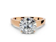 Solitaire Engagement Ring Setting for Round Cut Center with Tapered Split Shoulders and Prong Head in Rose Gold