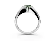 Tension Engagement Ring Setting for Fancy Green Heart-Shaped Center with Wide Tapered Band and Tension Head in Sterling Silver
