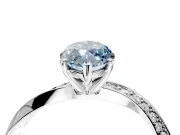 Side Accent Engagement Ring Setting for Fancy Blue Marquise Center with Accent Shoulders and Prong Head in White Gold