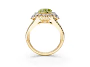 Halo Engagement Ring Setting for Fancy Yellow Heart-Shaped Center with Two-Strand Split Shank and Prong Head in Yellow Gold