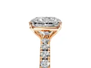 Solitaire Engagement Ring Setting for Radiant Cut Center with Large Accent Band and Prong Head in Rose Gold