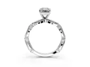 Solitaire Engagement Ring Setting for Emerald Cut Center with Marquise Panel Band and Prong Head in Sterling Silver