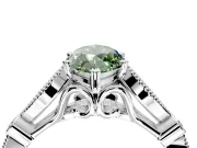 Solitaire Engagement Ring Setting for Fancy Green Marquise Center with Marquise and Bezel Accents and Prong Head in White Gold
