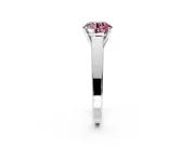Solitaire Engagement Ring Setting for Fancy Pink Round Cut Center with Tapered Split Shoulders and Prong Head in Sterling Silver
