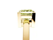 Solitaire Engagement Ring Setting for Fancy Yellow Princess Cut Center with Plain Band and Flat Tab Prong Head in Yellow Gold