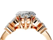 Floral Engagement Ring Setting for Heart-Shaped Center with Marquise Cluster Shoulders and Prong Head in Rose Gold