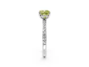 Solitaire Engagement Ring Setting for Fancy Yellow Cushion Cut Center with Fine Pave Band and Prong Head in Platinum