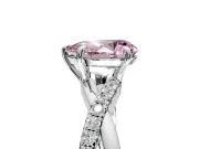 Crossover Engagement Ring Setting for Fancy Pink Pear-Shaped Center with Pave and Plain Strands and Prong Head in White Gold