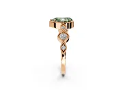 Vintage Station Engagement Ring Setting for Fancy Green Pear-Shaped Center with Accents and Prong Head in Rose Gold