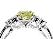 Cluster Engagement Ring Setting for Fancy Yellow Cushion Cut Center with Bezel Accent Clusters and Prong Head in Platinum