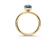 Low-Set Solitaire Engagement Ring Setting for Fancy Blue Radiant Cut Center with Thin Plain Band and Prong Head in Yellow Gold