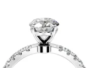 Open Basket Engagement Ring Setting for Oval Center with Pave Band and Prong Head in Sterling Silver