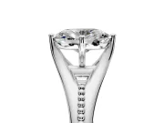 Solitaire Engagement Ring Setting for Oval Center with Milgrain Cathedral Band and Prong Head in Sterling Silver