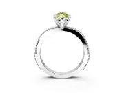 Solitaire Engagement Ring Setting for Fancy Yellow Marquise Center with Milgrain-Edged Pave Band and Prong Head in Platinum