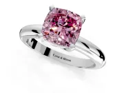 Solitaire Engagement Ring Setting for Fancy Pink Cushion Cut Center with Wire Band and Prong Head in Sterling Silver