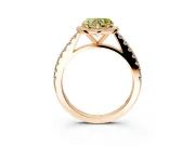 Halo Engagement Ring Setting for Fancy Yellow Heart-Shaped Center with Full Pave Band and Prong Head in Rose Gold