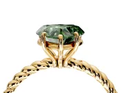 Solitaire Engagement Ring Setting for Fancy Green Heart-Shaped Center with Plain Twisted Rope Band and Prong Head in Yellow Gold