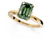 Solitaire Engagement Ring Setting for Fancy Green Emerald Cut Center with Plain Band and Tulip Prong Head in Yellow Gold