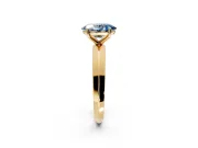 Solitaire Engagement Ring Setting for Fancy Blue Oval Center with Wide Knife Ridge Band and Prong Head in Yellow Gold