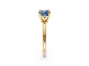Minimalist Solitaire Engagement Ring Setting for Fancy Blue Cushion Cut Center with Thin Band and Prong Head in Yellow Gold