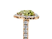 Halo Engagement Ring Setting for Fancy Yellow Heart-Shaped Center with Narrowing Pave Band and Prong Head in Rose Gold
