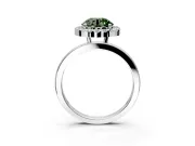 Halo Engagement Ring Setting for Fancy Green Round Cut Center with Thin Plain Band and Prong Head in Platinum
