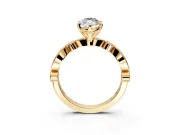 Solitaire Engagement Ring Setting for Marquise Center with Milgrain Bezel Accents and Prong Head in Yellow Gold