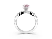 Solitaire Engagement Ring Setting for Fancy Pink Oval Center with Criss-Cross Accent Band and Prong Head in Sterling Silver