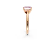 Solitaire Engagement Ring Setting for Fancy Pink Radiant Cut Center with Knife Ridge Band and Claw Prong Head in Rose Gold