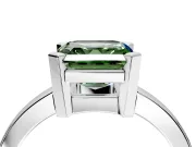 Solitaire Engagement Ring Setting for Fancy Green Asscher Cut Center with Plain Band and Flat Tab Prong Head in White Gold