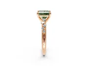 Solitaire Engagement Ring Setting for Fancy Green Princess Cut Center with Trailing Leaf Accent Band and Prong Head in Rose Gold