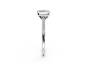 Solitaire Engagement Ring Setting for Asscher Cut Center with Channel Accents and Prong Head in Platinum