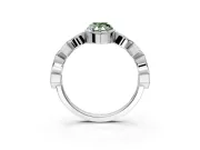 Milgrain Bezel Engagement Ring Setting for Fancy Green Pear-Shaped Center with Marquise Stations and Bezel Head in Platinum