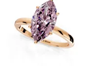 Hidden Halo Engagement Ring Setting for Fancy Pink Marquise Center with Plain Band and Tall Prong Head in Rose Gold