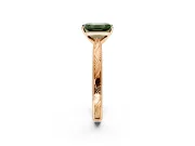 Solitaire Engagement Ring Setting for Fancy Green Emerald Cut Center with Engraved Milgrain Band and Prong Head in Rose Gold